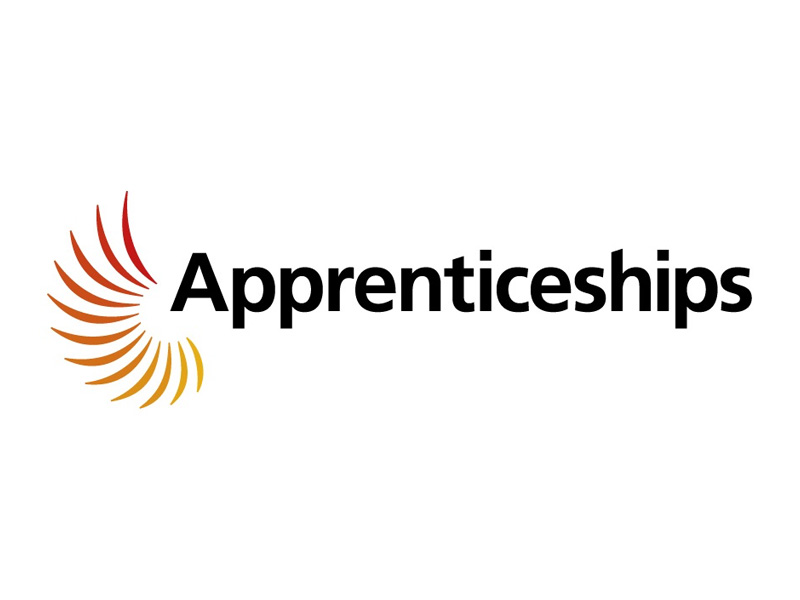 Apprenticeships logo - black text on white background