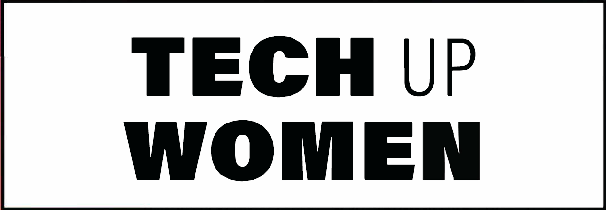 Tech up women logo - black text on white background