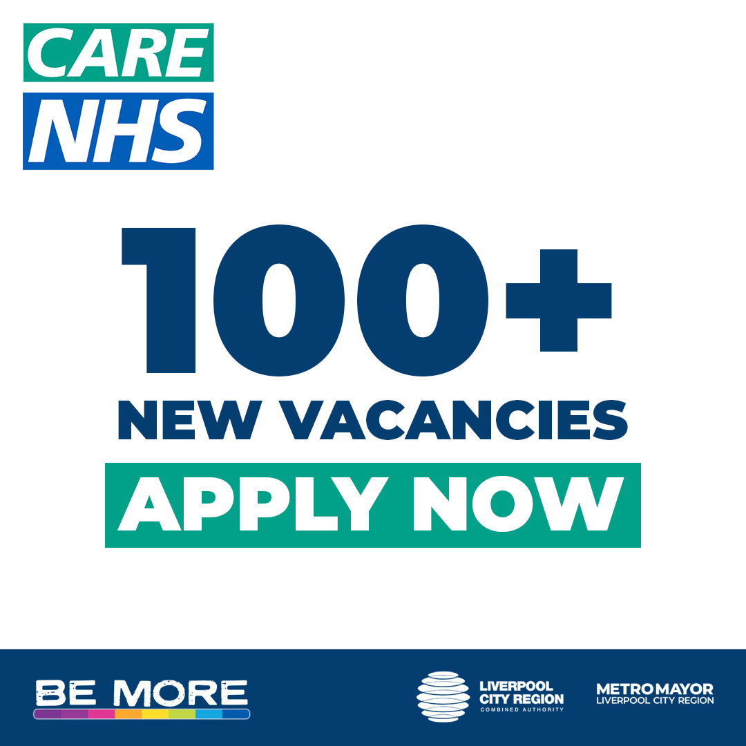 NHS logo promoting 100+ new vacancies