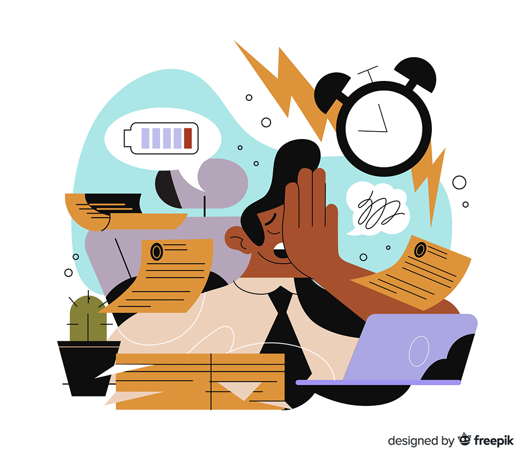 Illustration of young person suffering exam stress