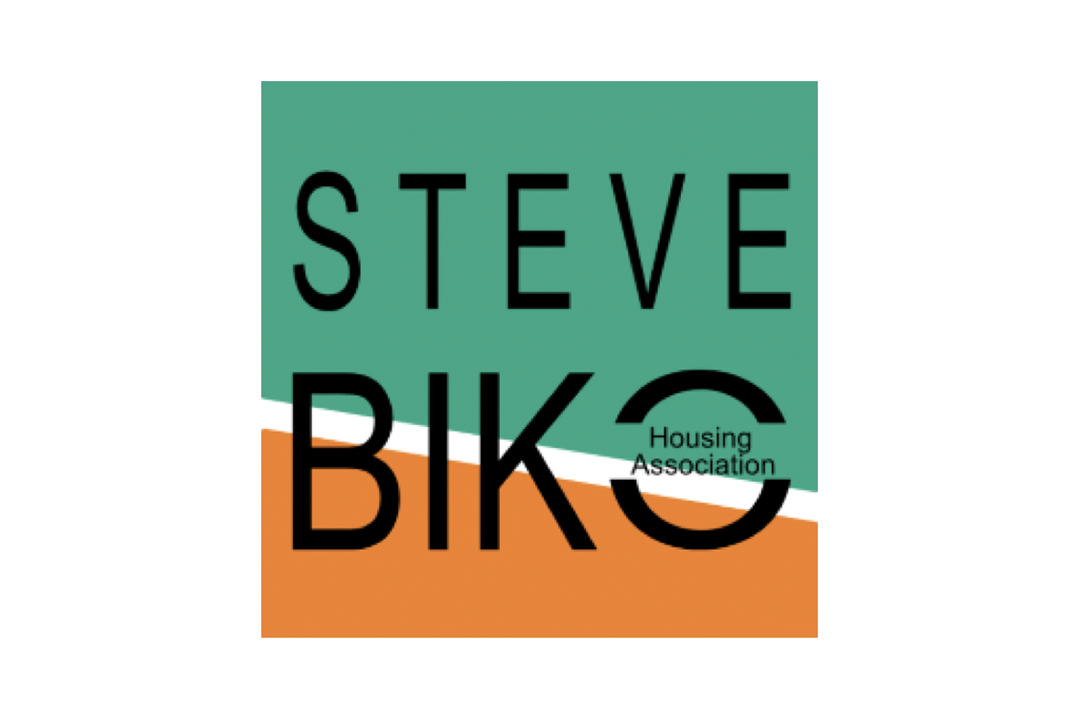 Green and orange logo with Steve Biko in black text